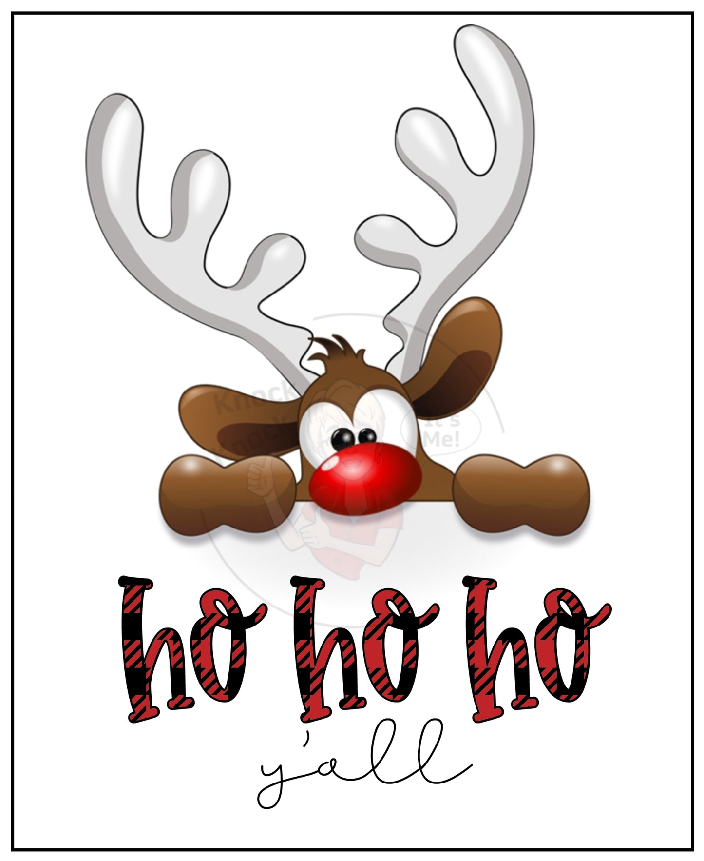 Prints- Seasonal- Christmas- 16 x 20 Vertical Print Board- Ho Ho Ho Ya'll with Reindeer-#2