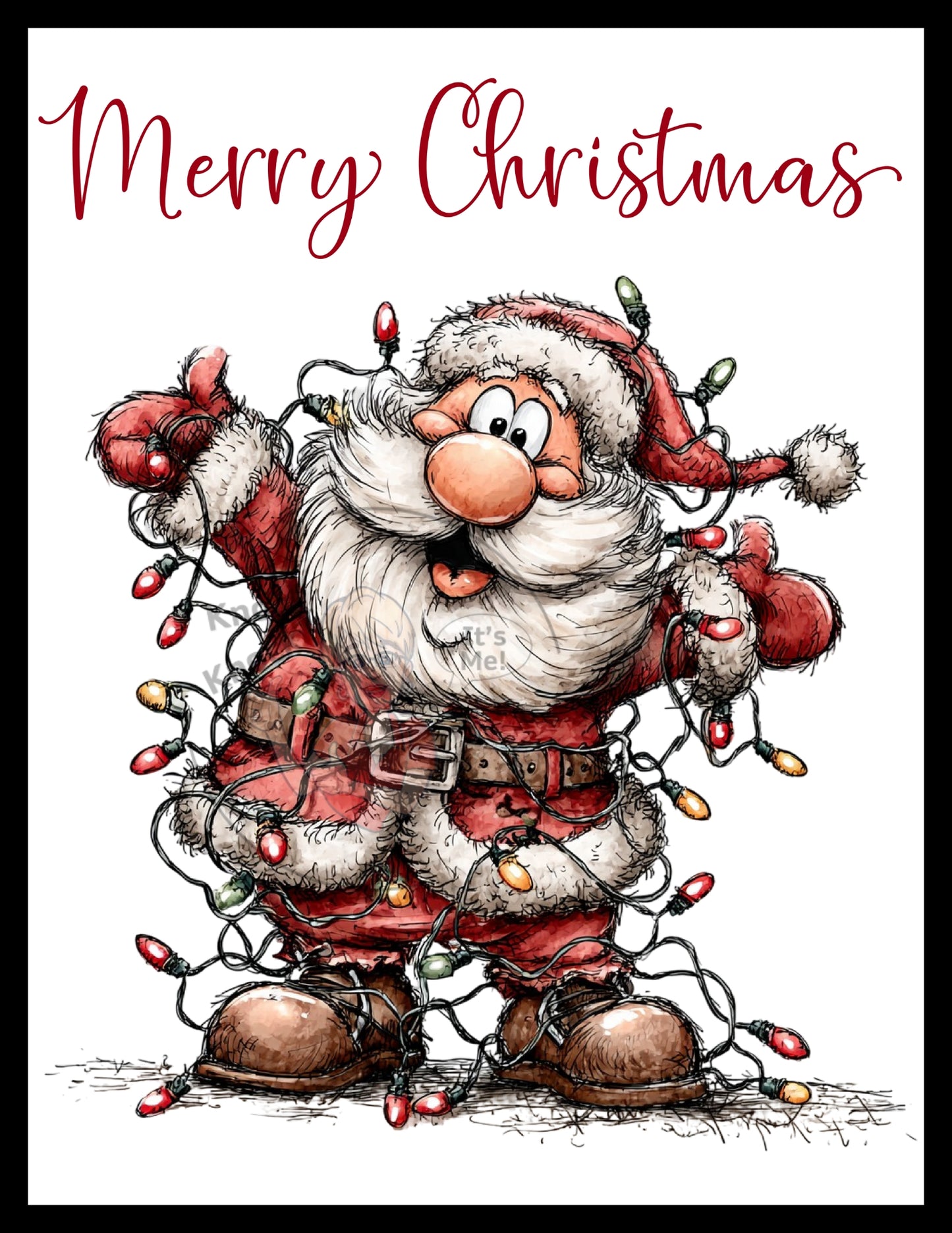 Prints- Seasonal- Christmas- 16 x 20 Vertical Print Board- Santa Lights and Merry Christmas-#5