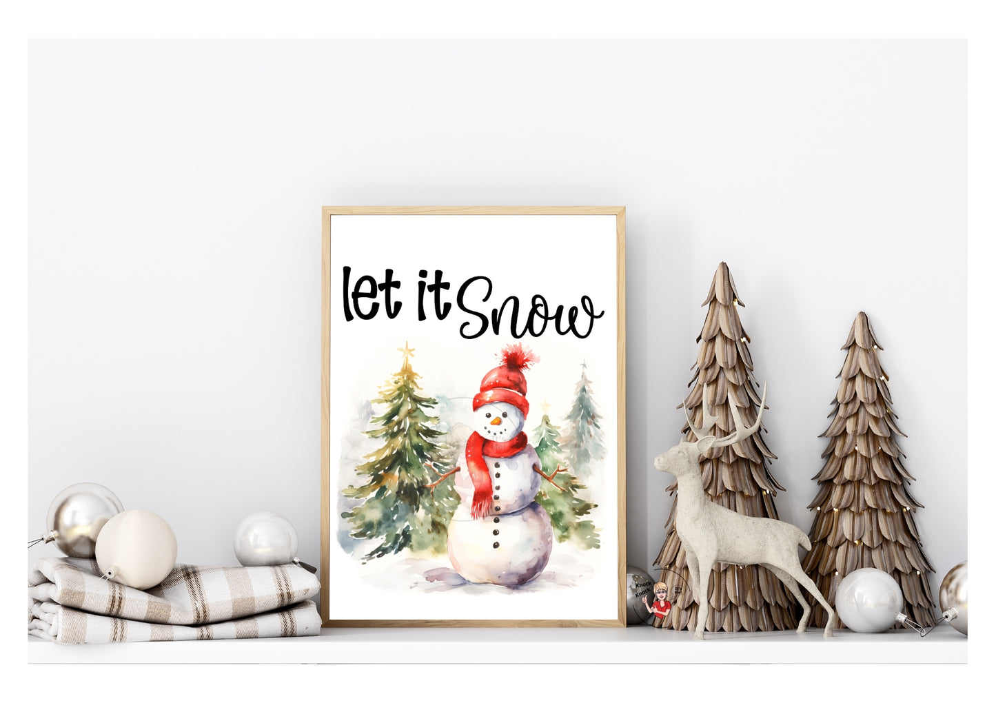 Prints- Seasonal- Christmas- 16 x 20 Vertical Print Board- Let It Snow Snowman Red-#6