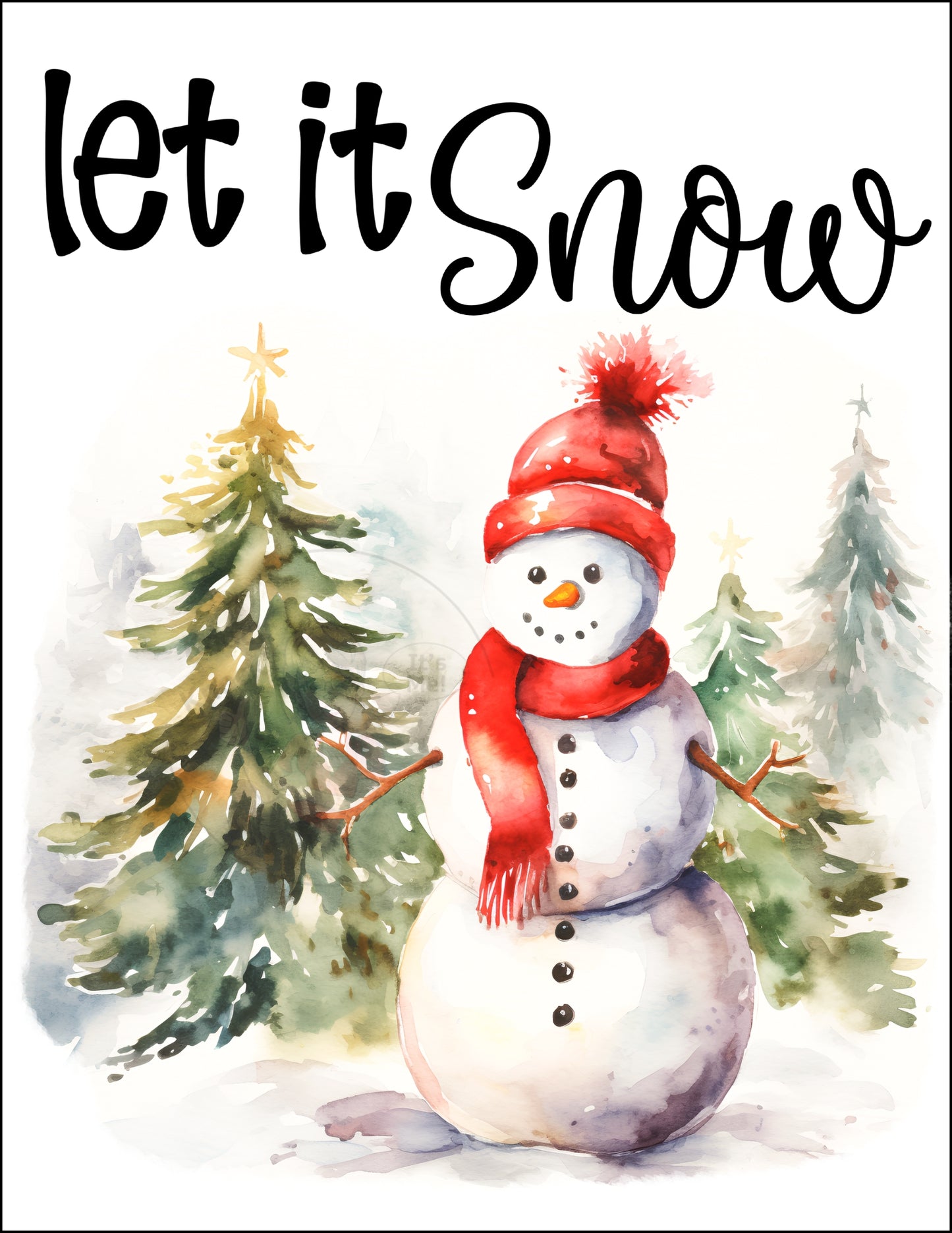 Prints- Seasonal- Christmas- 16 x 20 Vertical Print Board- Let It Snow Snowman Red-#6