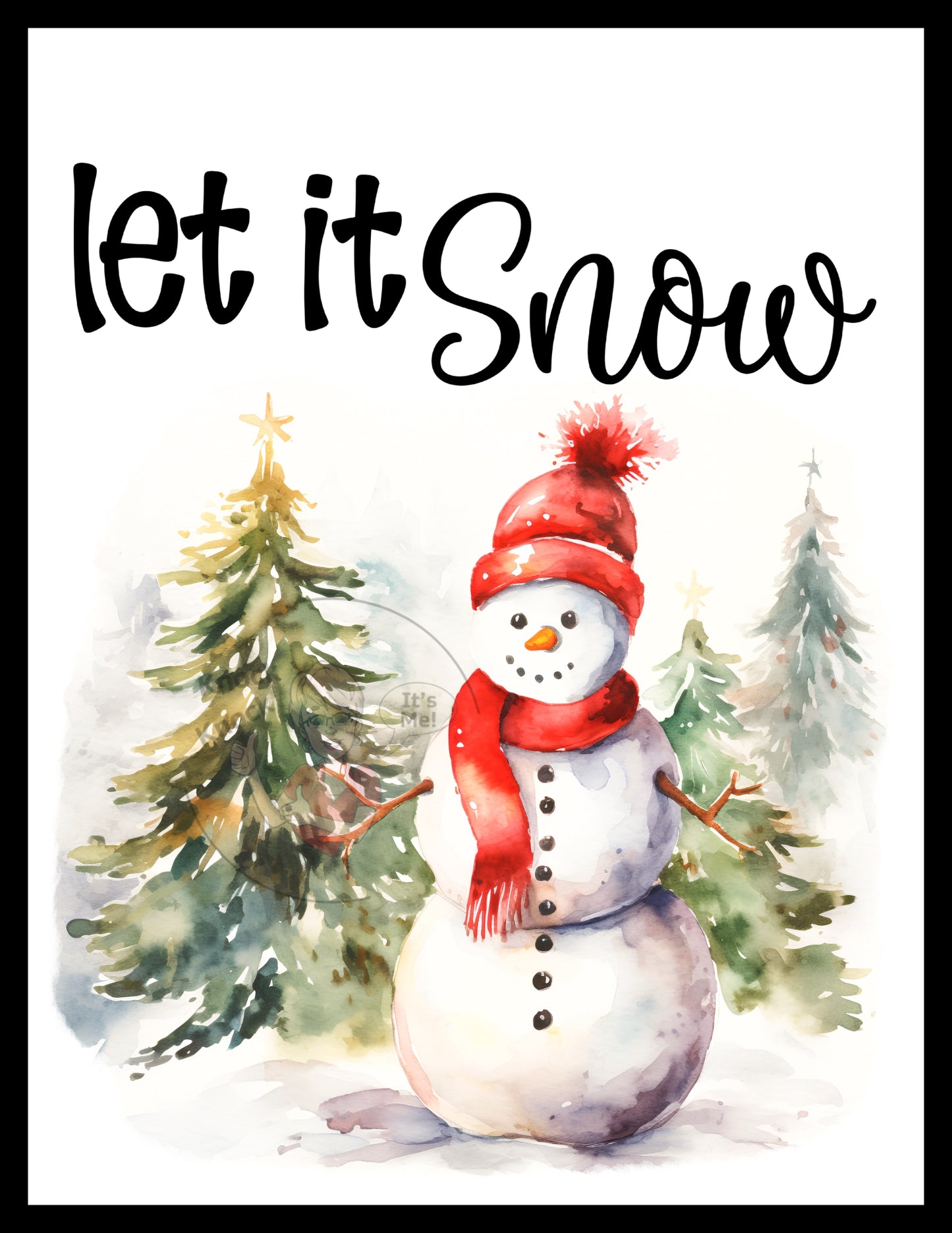 Prints- Seasonal- Christmas- 16 x 20 Vertical Print Board- Let It Snow Snowman Red-#6