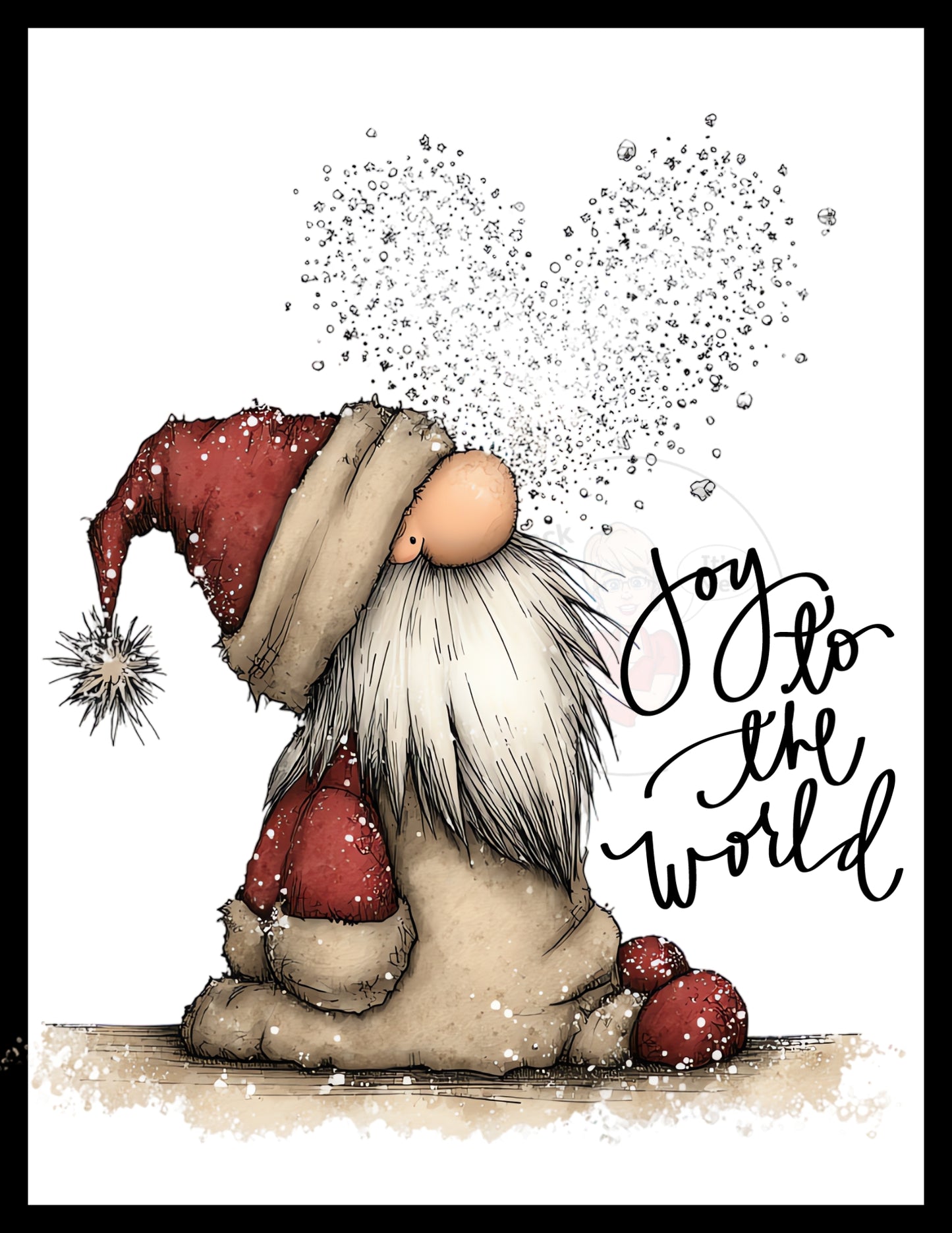 Prints- Seasonal- Christmas- 16 x 20 Vertical Print Board- Joy To The World Santa-#7
