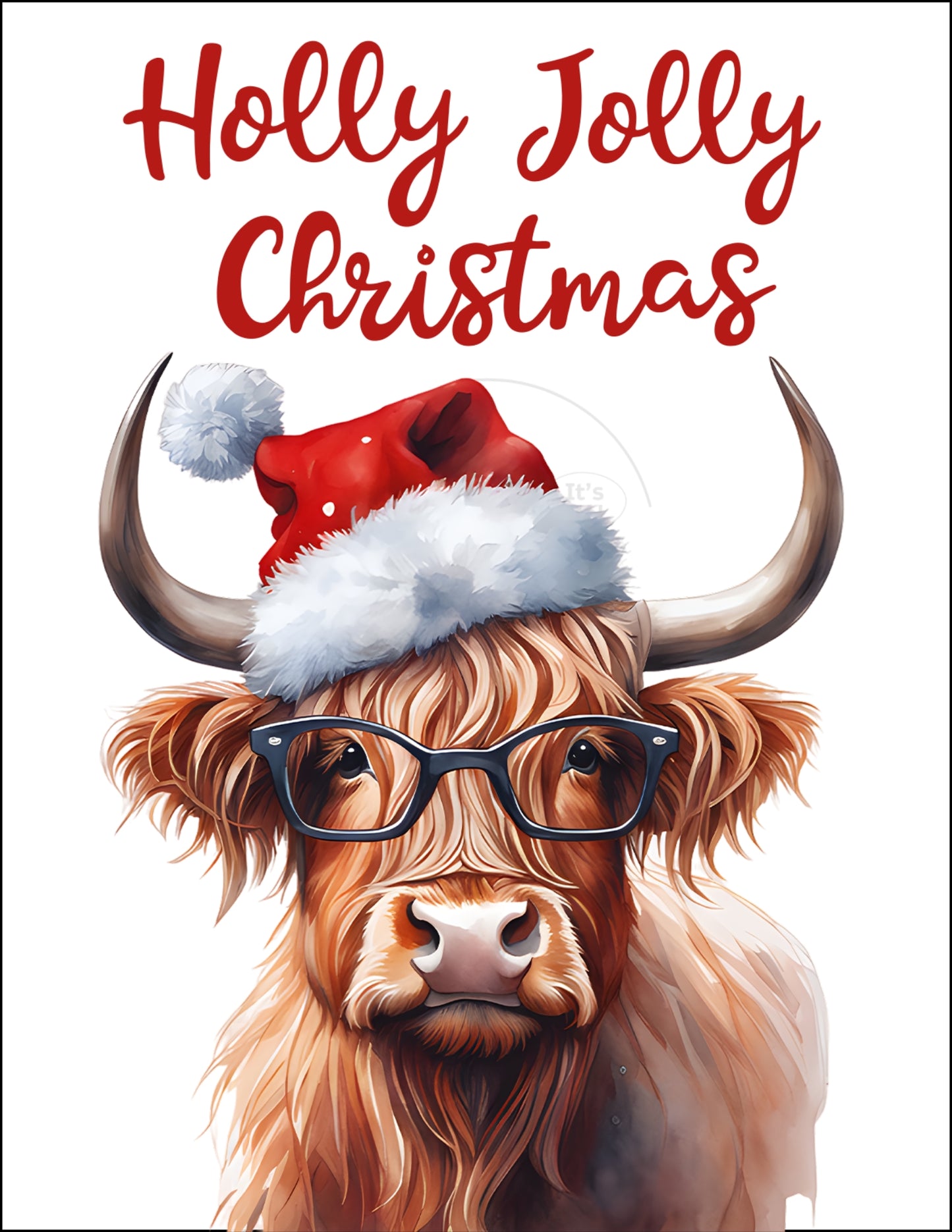 Prints- Seasonal- Christmas- 16 x 20 Vertical Print Board- Cow-Holly Jolly Christmas-#9
