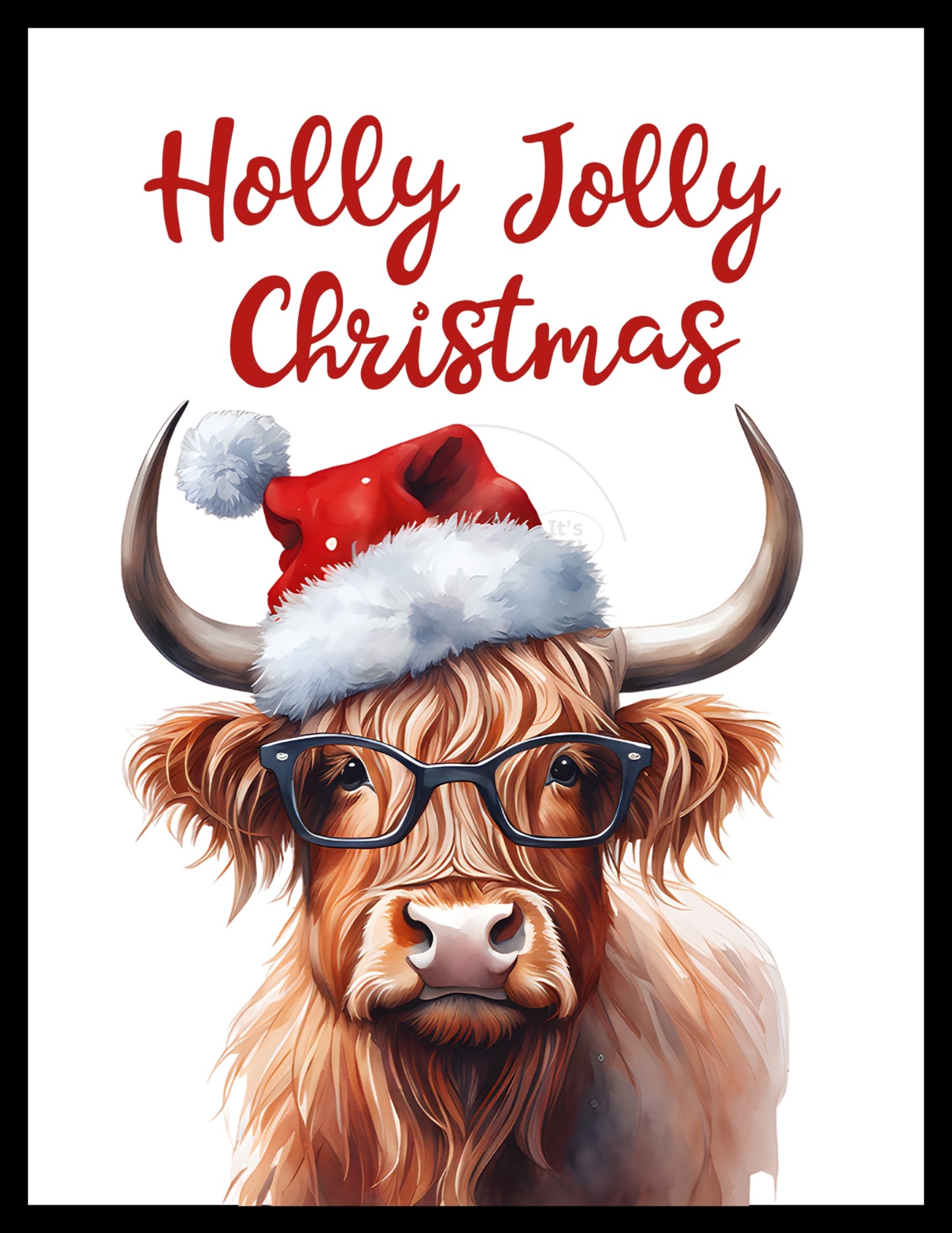 Prints- Seasonal- Christmas- 16 x 20 Vertical Print Board- Cow-Holly Jolly Christmas-#9