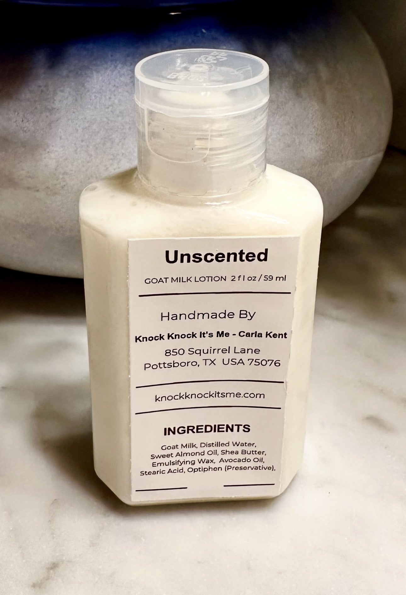 Goat Milk Lotion- 2 oz Bottle- Unscented – Knock Knock It's Me!