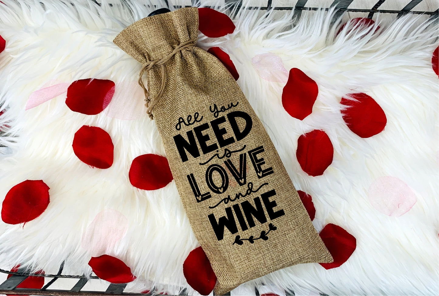 Wine Bag- All you NEED is LOVE and Wine BLACK-114