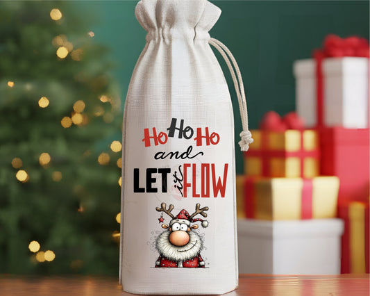 Wine Bags- HoHoHo Let it flow with Santa- 120