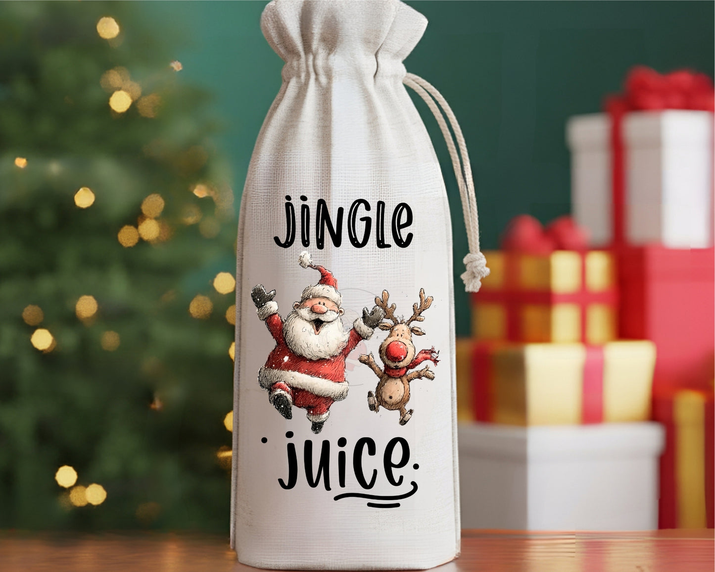 Wine Bags- Jingle Juice Santa & Reindeer- 117