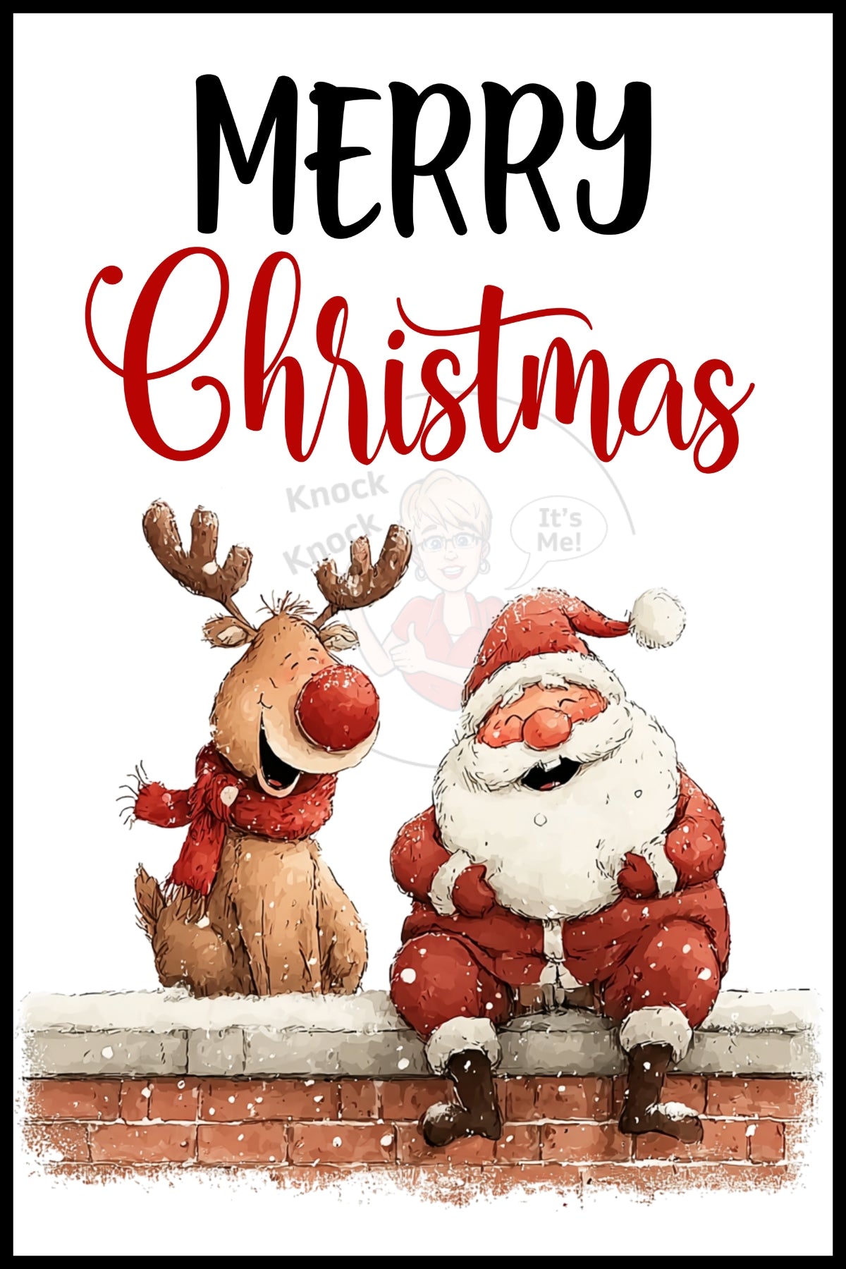 Wine Bags- Merry Christmas Santa & Reindeer-115