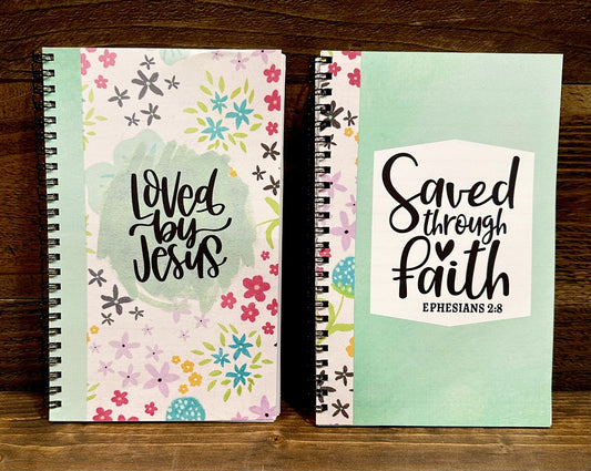 Notepad- Saved through Faith & Love by Jesus-Two lined notepads included