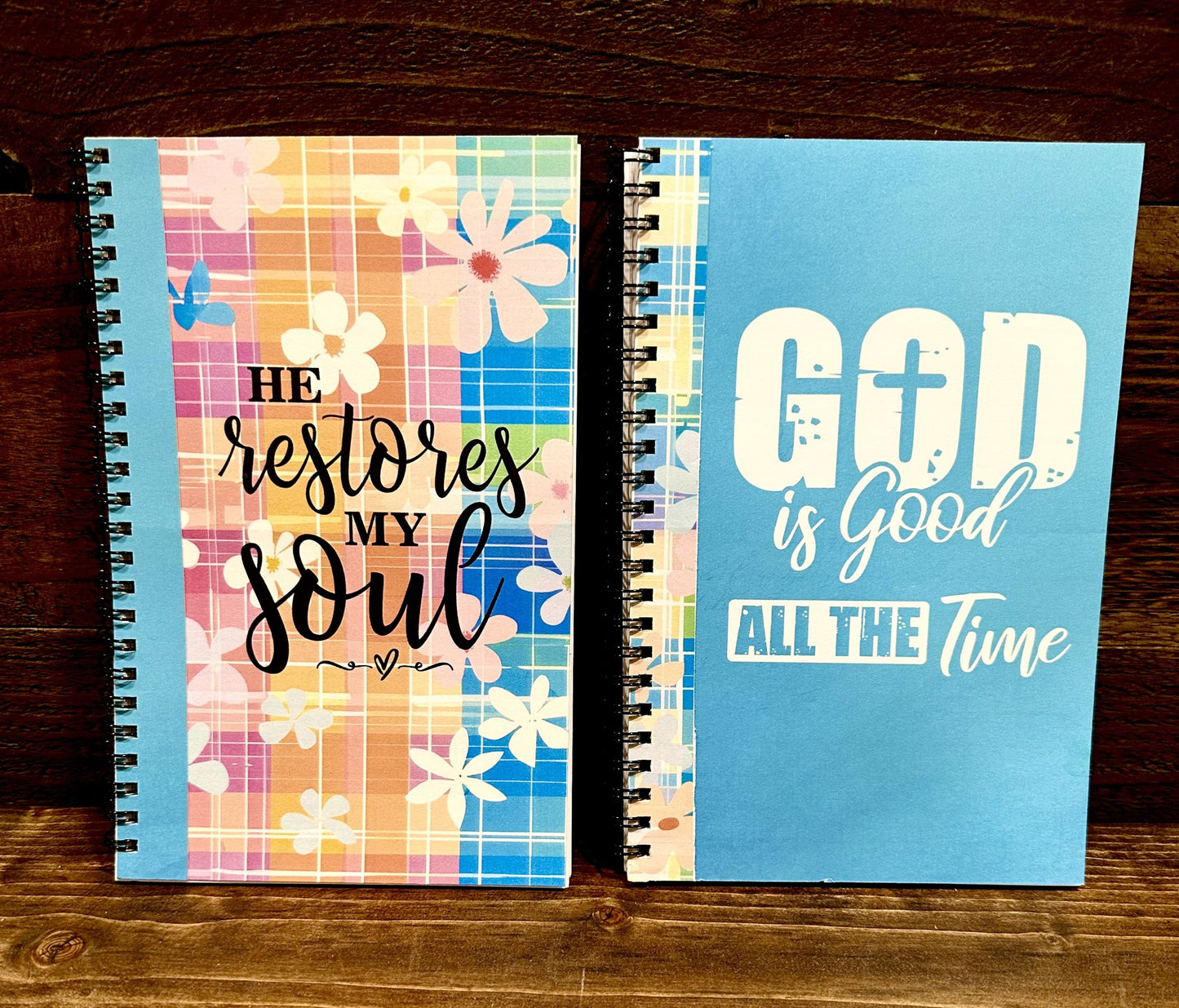 Notepad-He restores my soul & God is Good all the time-Two lined notepads included