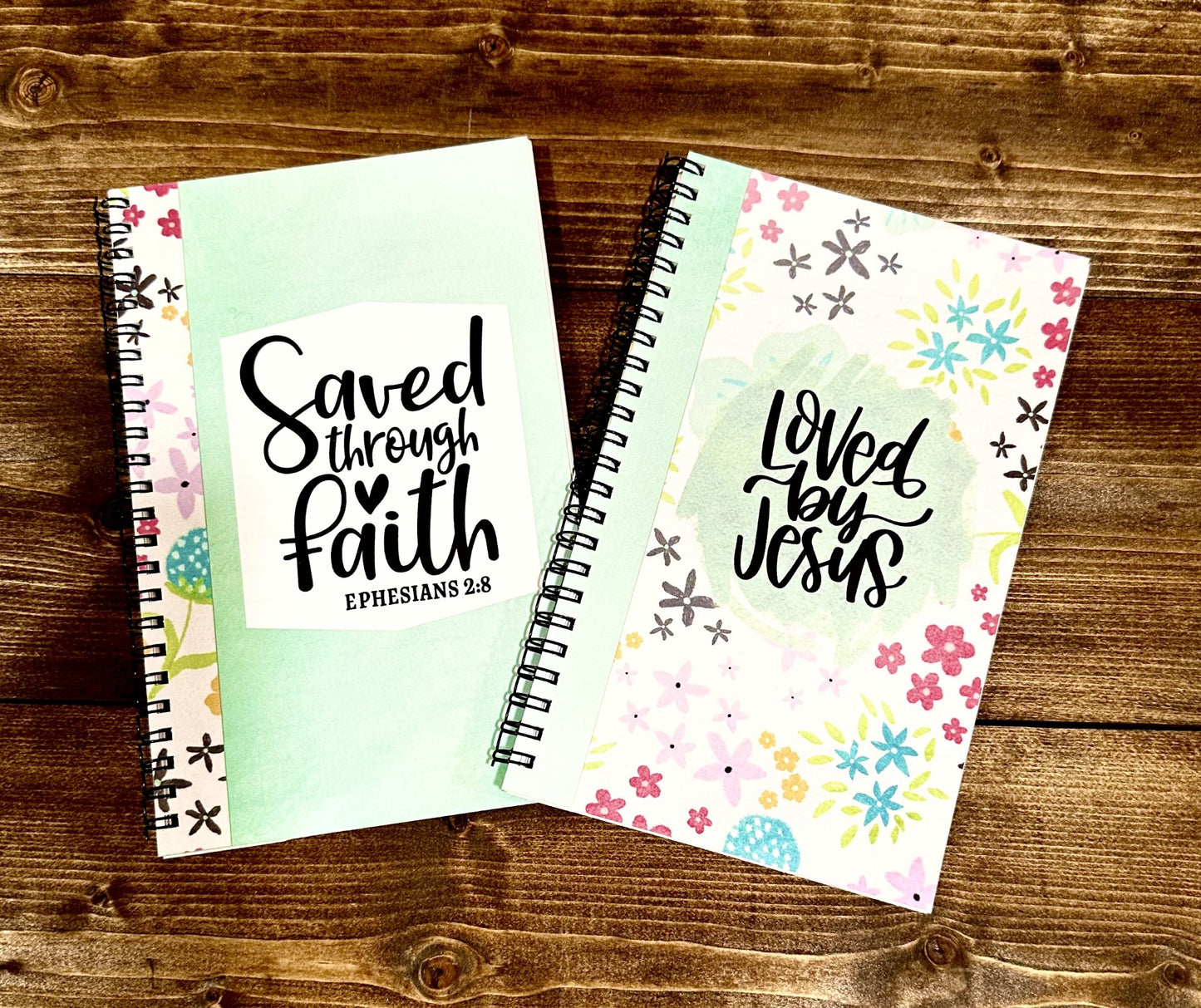 Notepad- Saved through Faith & Love by Jesus-Two lined notepads included