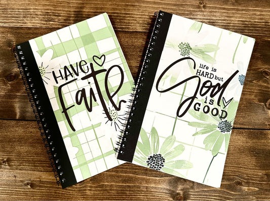 Notepad-Have Faith & Life is Hard but God is Good-Mint Green & Black