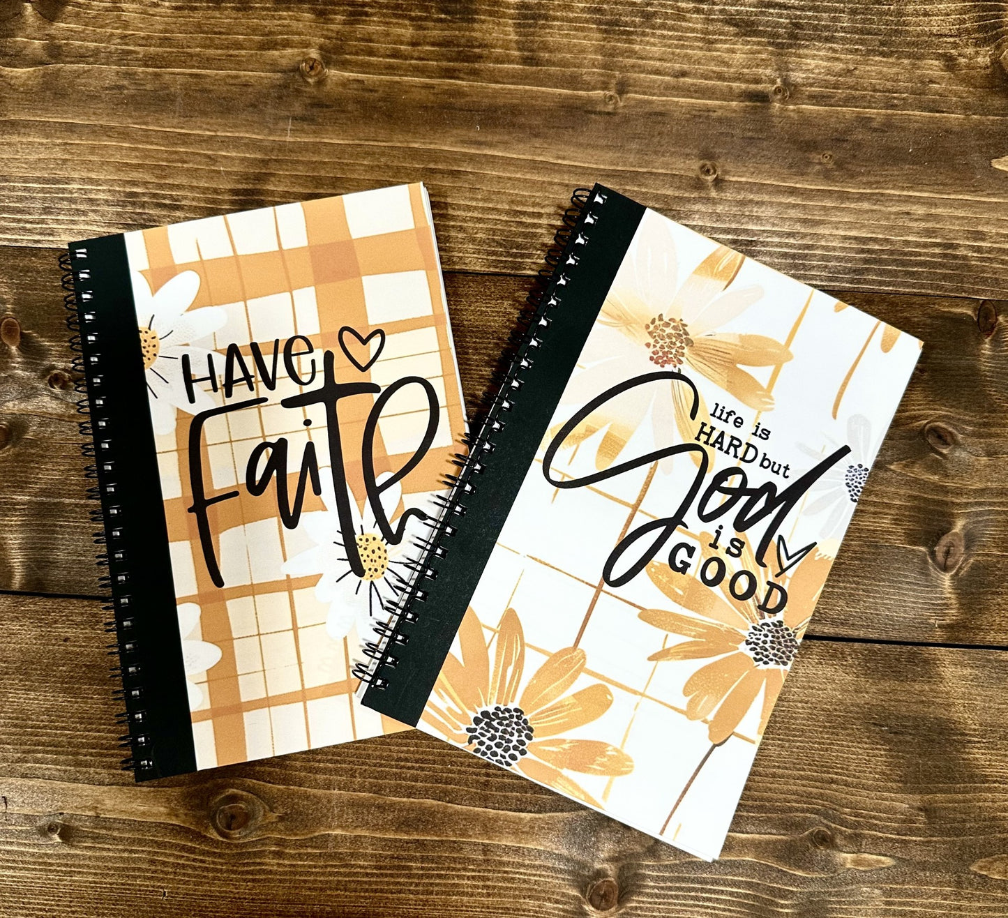Notepad-Have Faith & Life is Hard but God is Good-Two lined Notepads included-Orange & Black