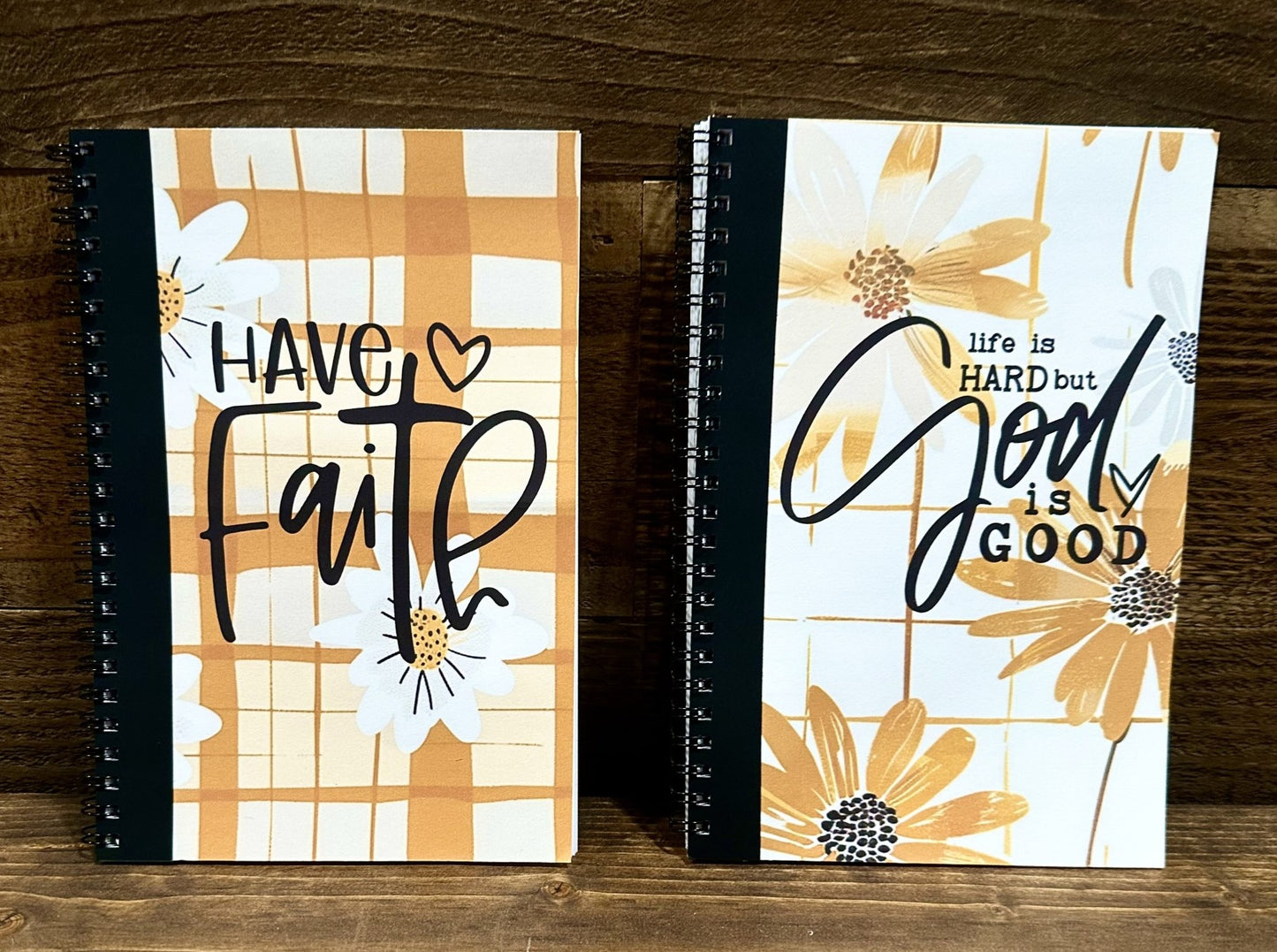 Notepad-Have Faith & Life is Hard but God is Good-Two lined Notepads included-Orange & Black