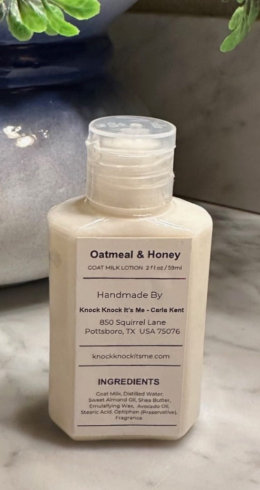 Goat Milk Lotion- 2 oz Bottle- Oatmeal & Honey