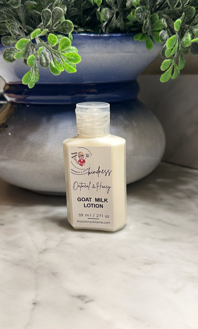 Goat Milk Lotion- 2 oz Bottle- Oatmeal & Honey